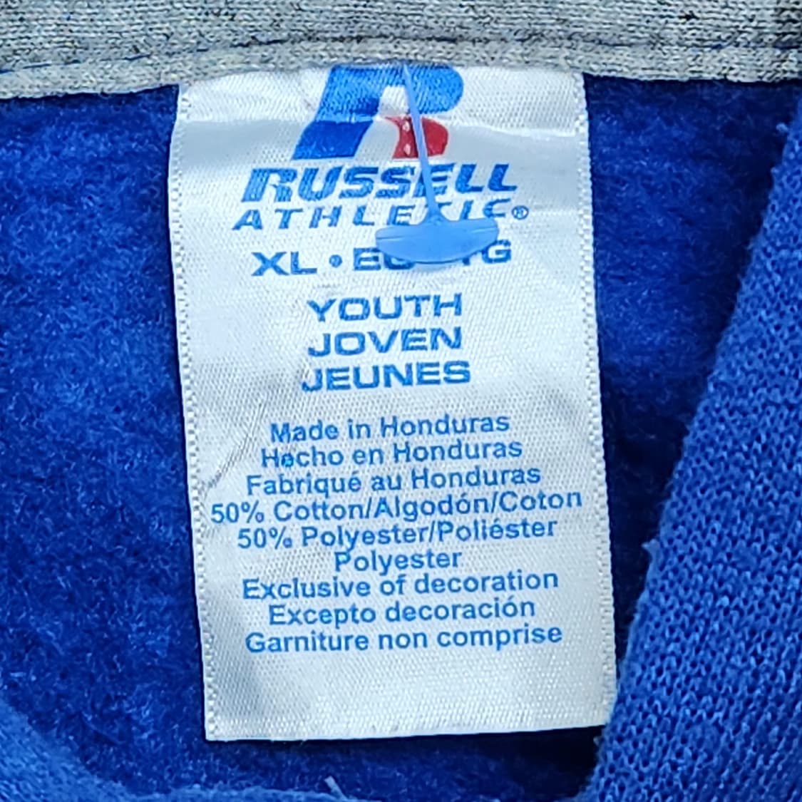 Russell Athletic 로고 프린팅 빈티지 블루 후드티 XL 상품이미지5