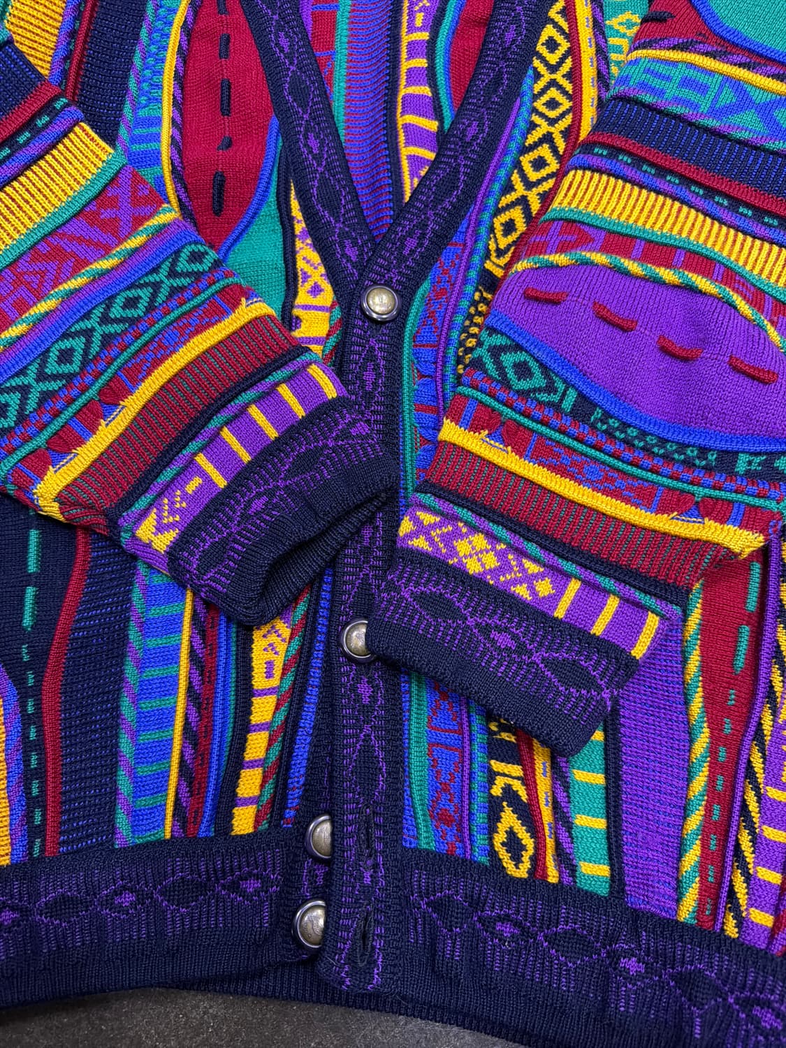 Emaroo 에마루 멀티 컬러 케이블 패턴 헤비 울 니트 가디건 M 상품이미지7