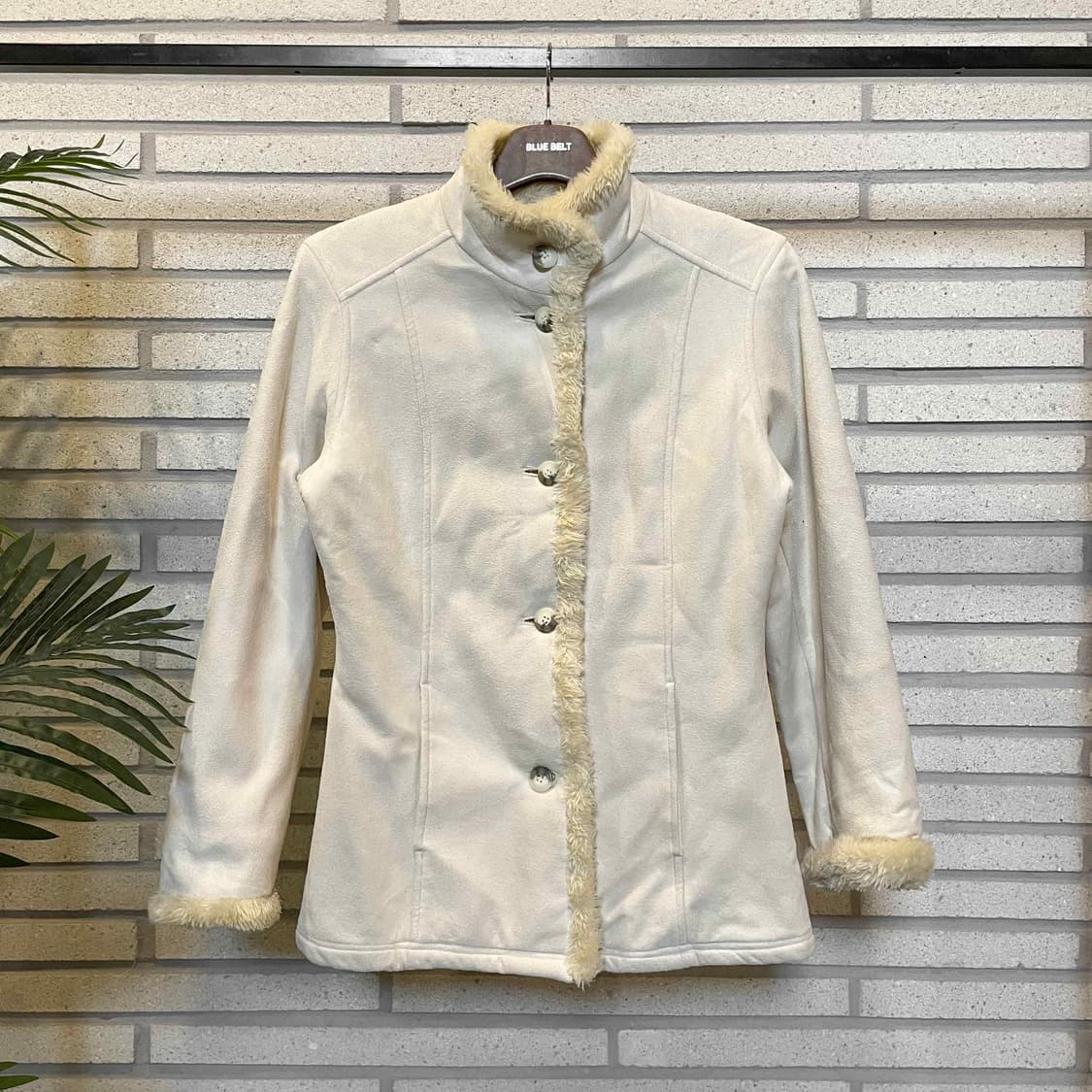 JPN VINTAGE 무스탕 자켓 하이넥 슬림핏 디테일 화이트 상품이미지2