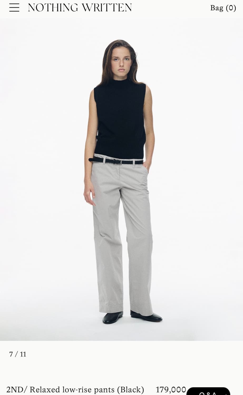 낫띵리튼  nothing written 릴렉스드 로우라이즈 블랙 M 상품이미지1