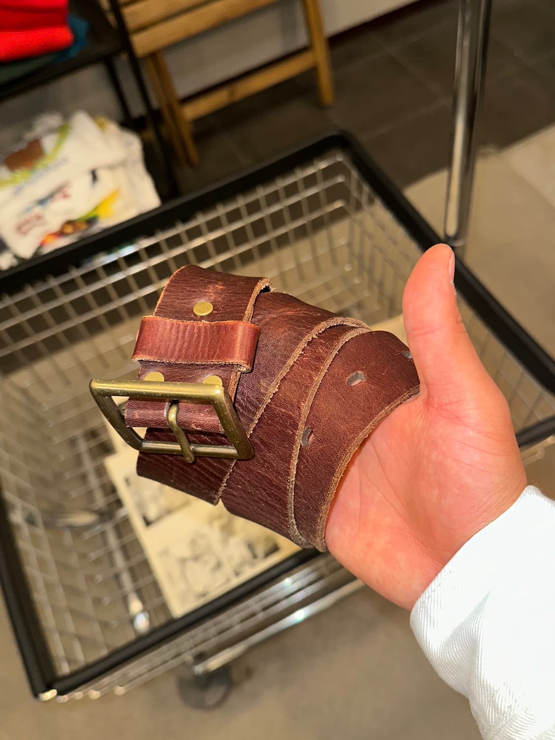 Genuine leather aging brown belt 상품이미지5