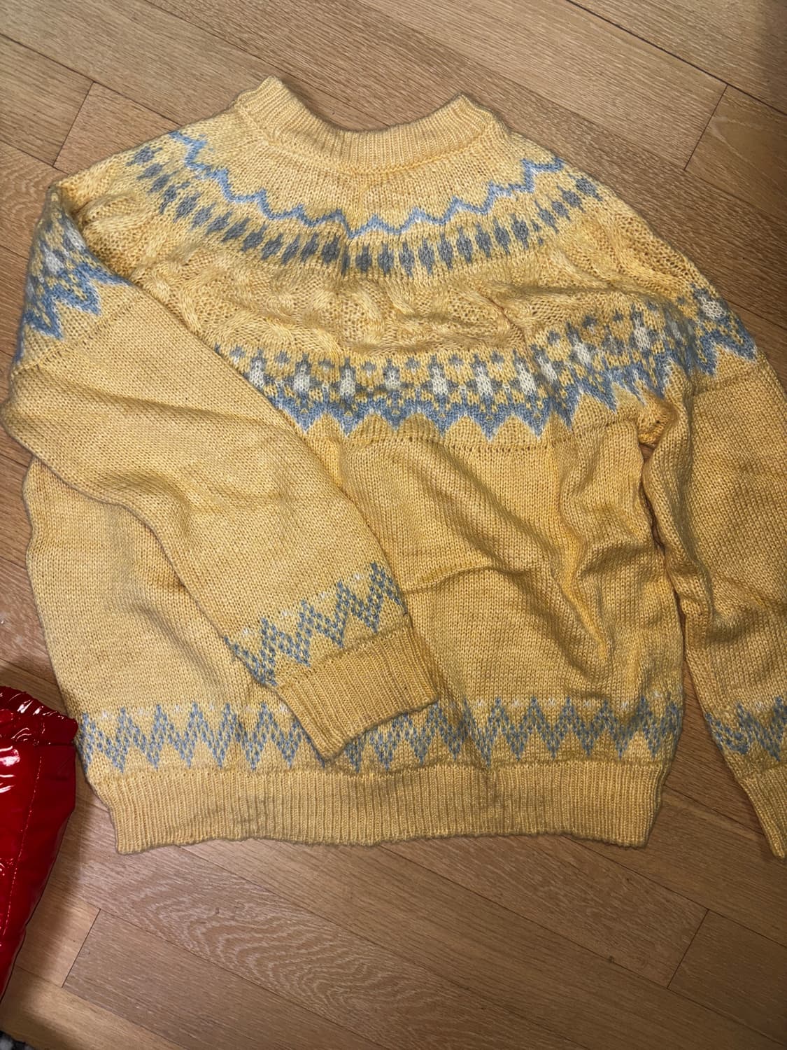 자카드 니트 스웨터 옐로우 상품이미지1