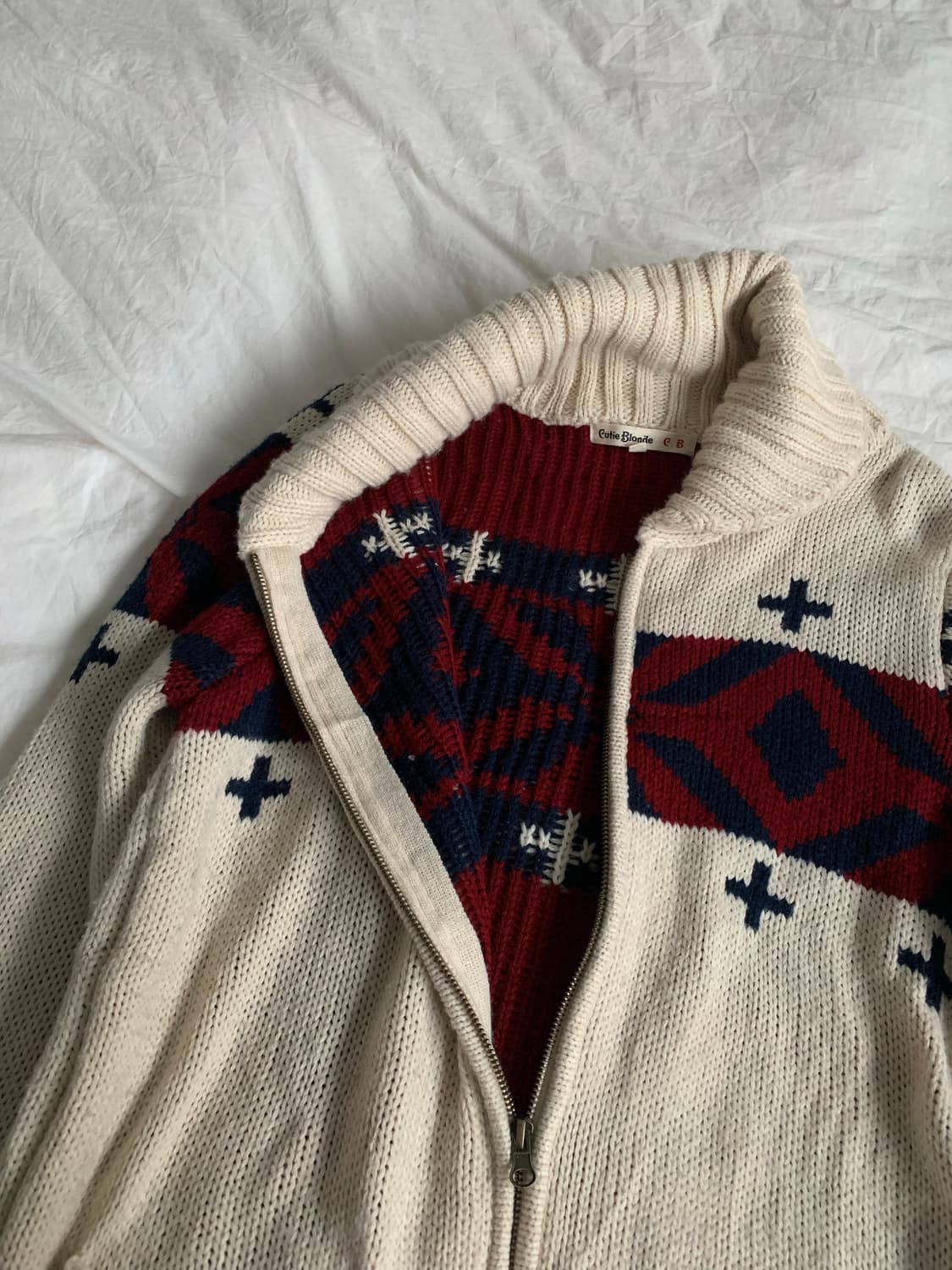 패턴 니트 집업 가디건 상품이미지5