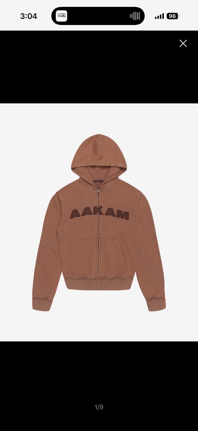 아캄 워시드 로고 후드집업 브라운 2 상품이미지1