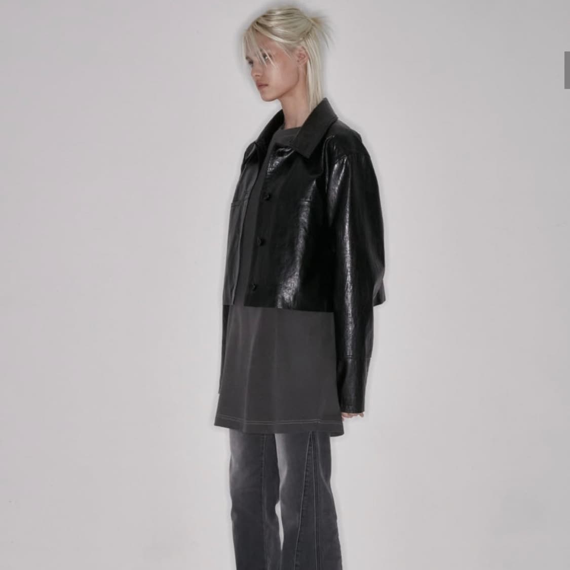 인사일런스 우먼 비건 레더 크롭 자켓 블랙 상품이미지7