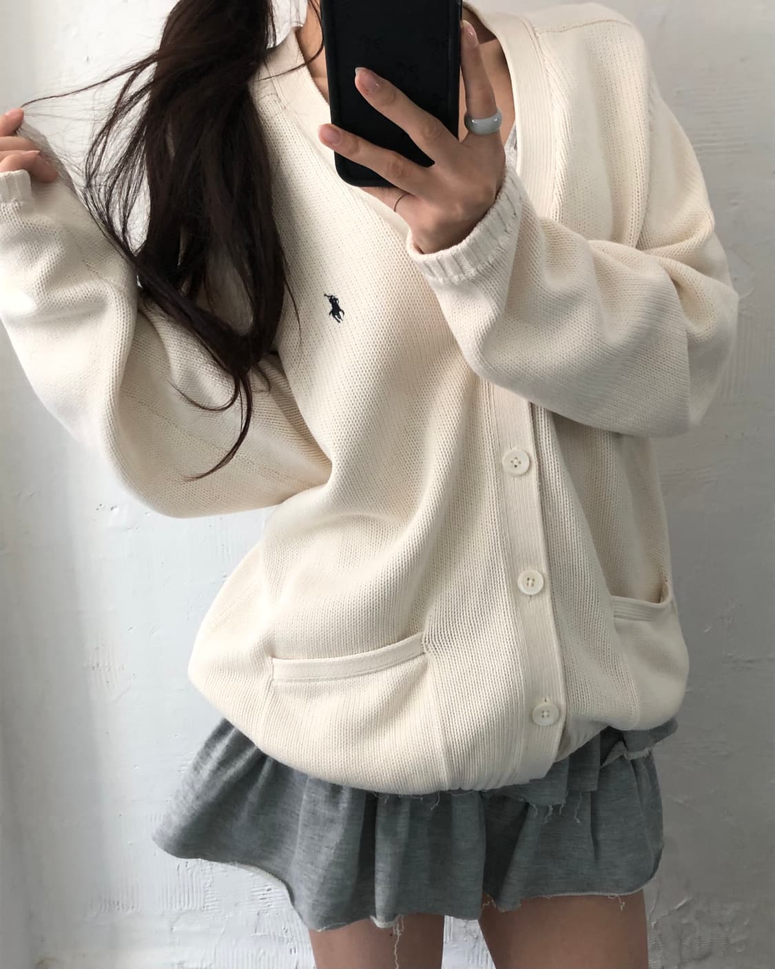 Polo 폴로 랄프로렌 아이보리 컬러 브이넥 코튼 가디건  상품이미지8