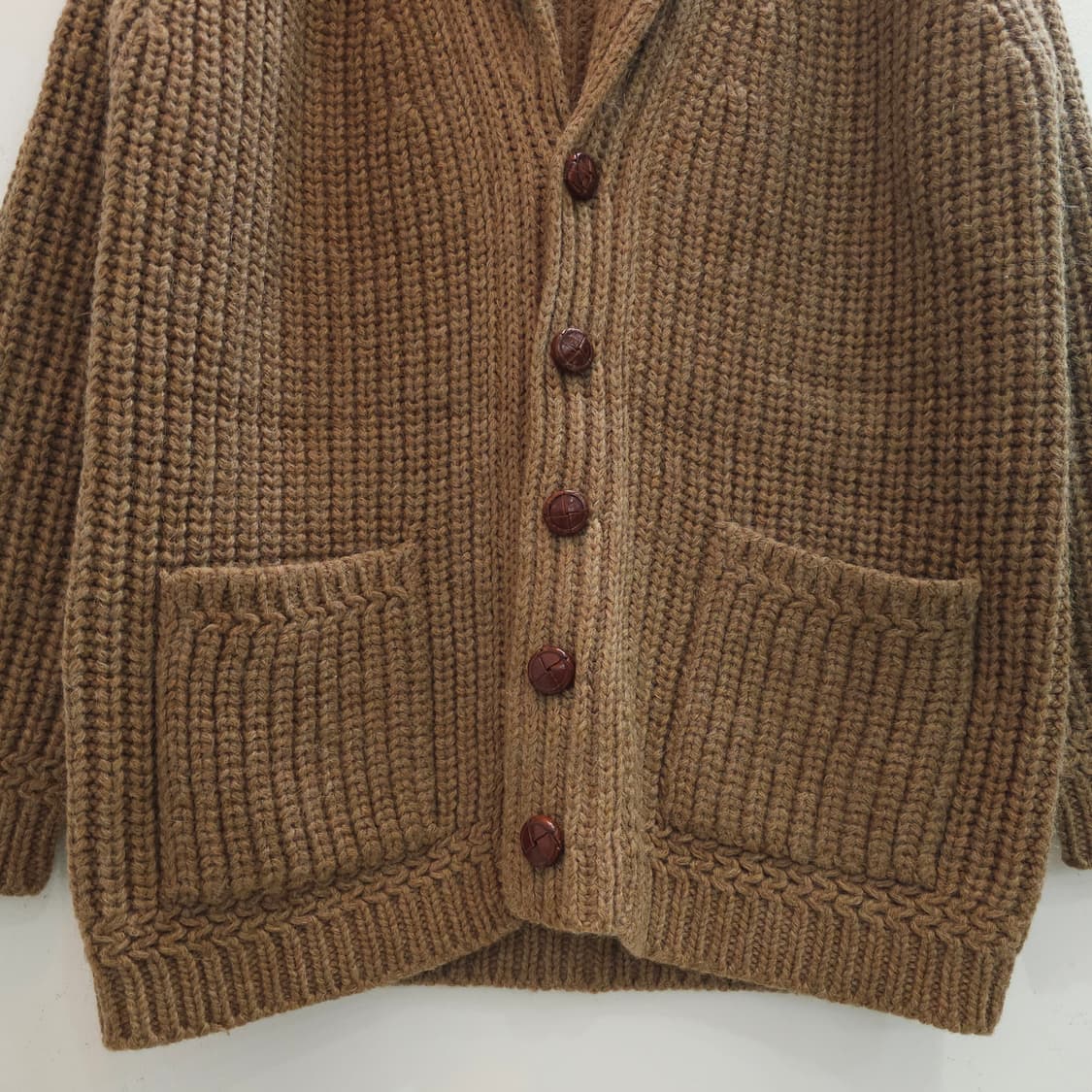 울 혼방 숄 카라 클래식 니트 가디건 일본제 상품이미지3