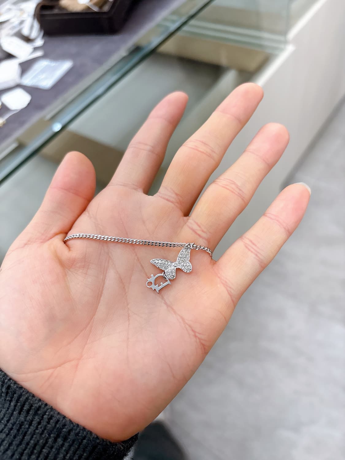 디올 오블리크 나비 큐빅 은장 팔찌 상품이미지1