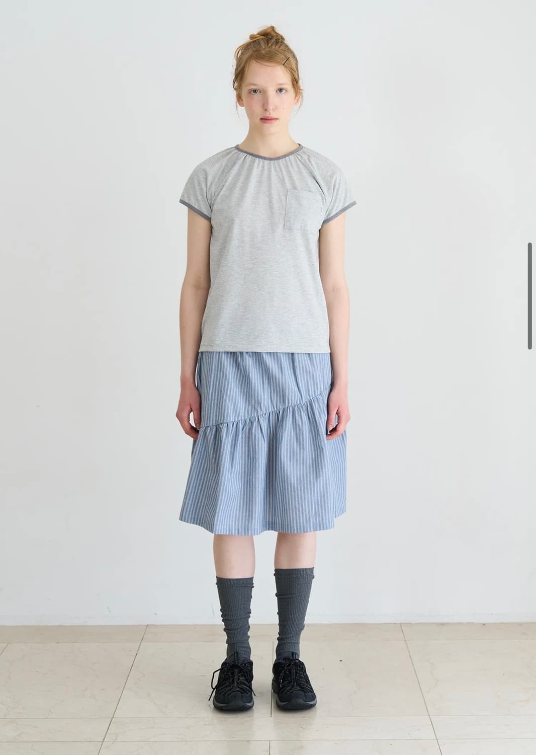 페스토 STRIPE ASYMMETRY SKIRT RAINY DAY 치마 상품이미지2