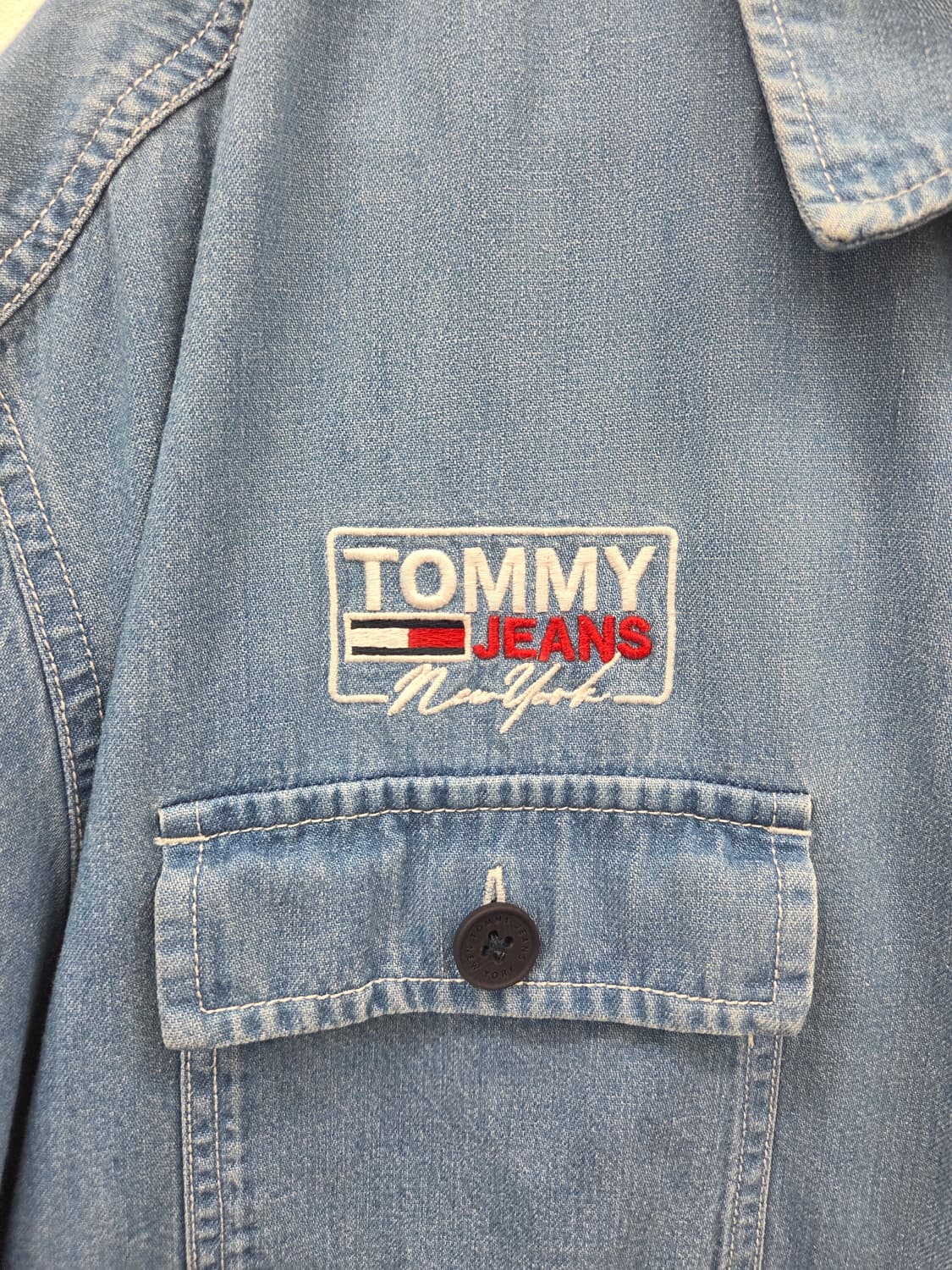 M 공용 타미진 데님 반팔 셔츠 NewYork 상품이미지4