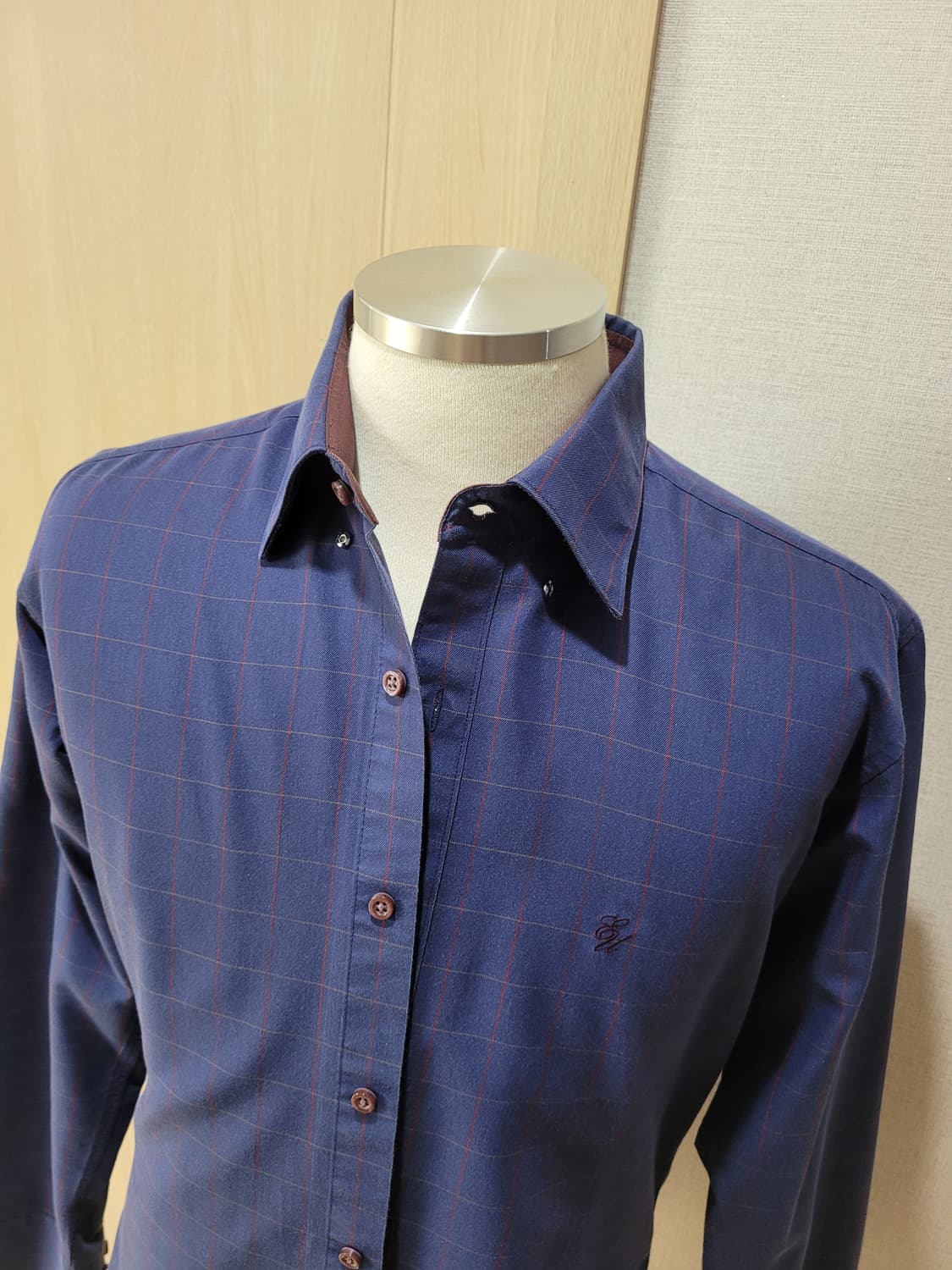 웅가로 Ungaro 남자 체크 드레스 셔츠 105 딥블루 상품이미지2