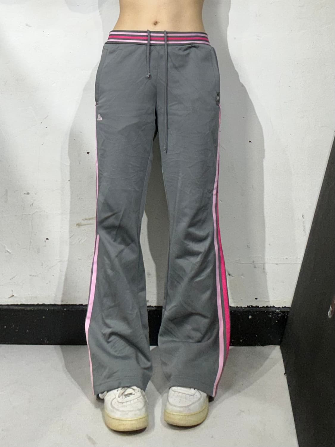 아디다스 대대장 부츠컷 와이드 그레이 핑크 추리닝 바지 트래이닝 팬츠 L 상품이미지2