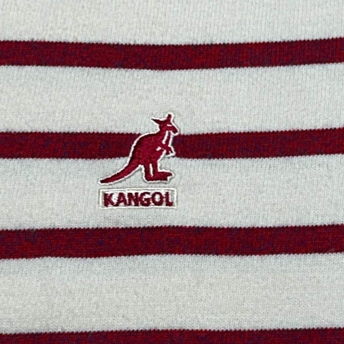 KANGOL 베이지+레드 스트라이프 반팔 M 상품이미지2