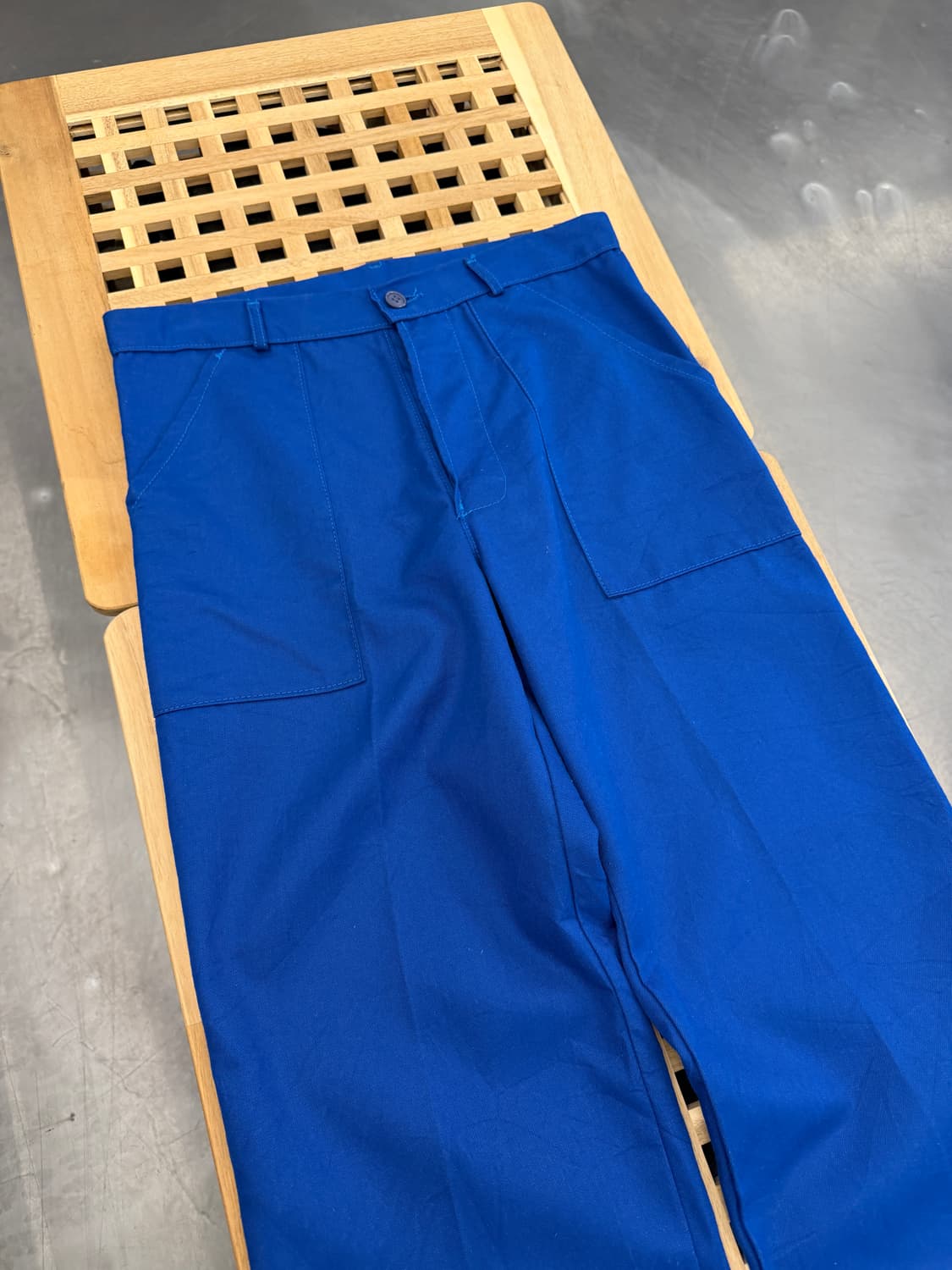 1980s WASHED BLUE DRESS 프렌치 슬랙스 워크팬츠 상품이미지5