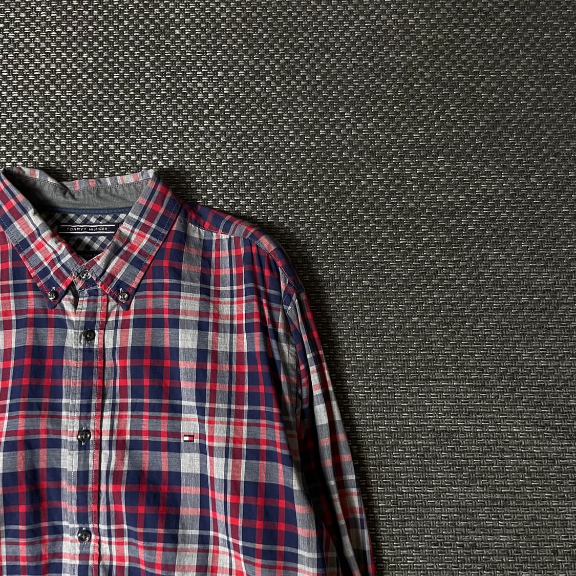 타미힐피거 레드 네이비 체크 긴팔 셔츠 뉴욕핏 상품이미지3