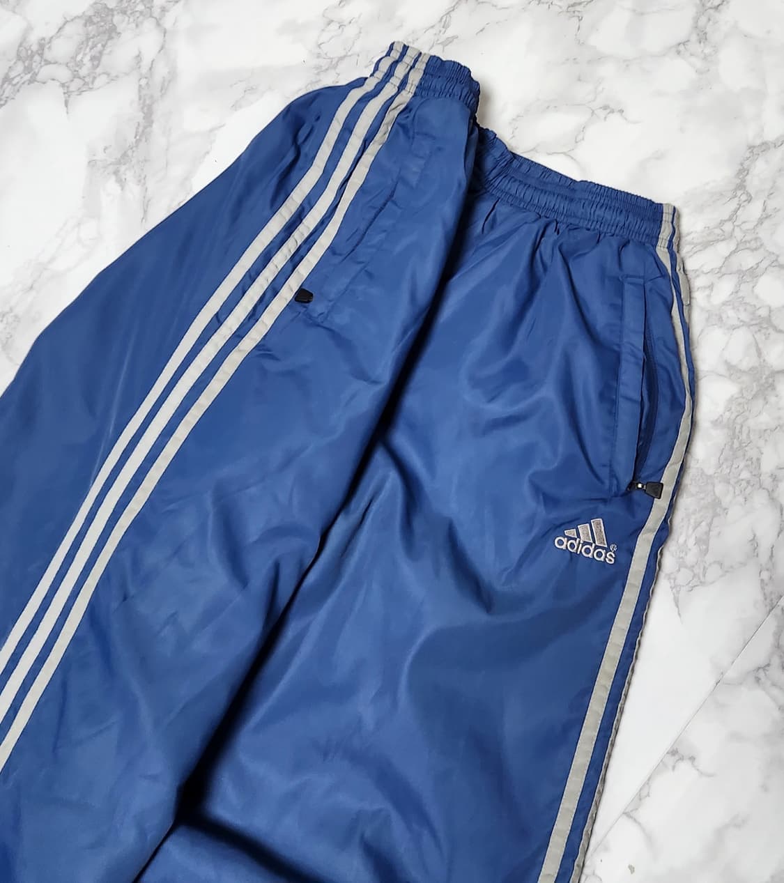 아디다스 삼선 트랙팬츠 바람막이 와이드 바지 로얄블루x그레이 상품이미지3