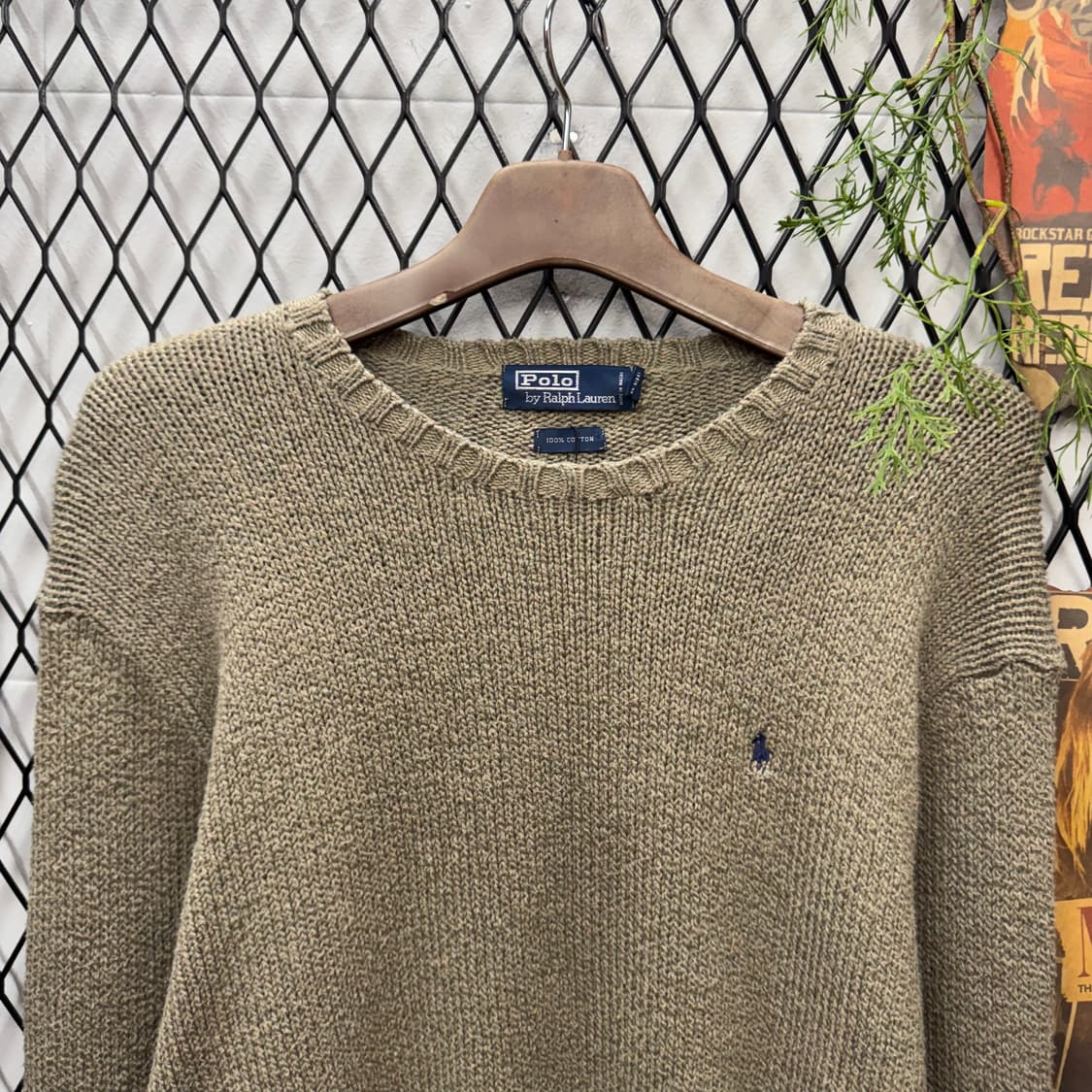 폴로 랄프로렌 니트 스웨터 네이비 포니 로고 포인트 라이트 카키 상품이미지3