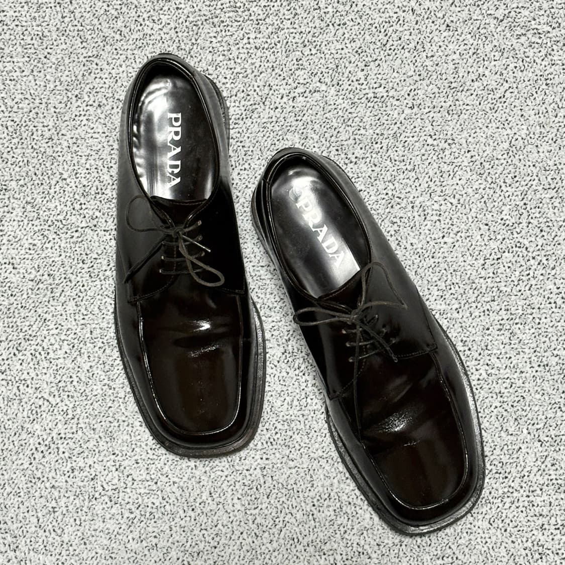 프라다 브라운 레더 스퀘어 토 더비 슈즈 상품이미지2