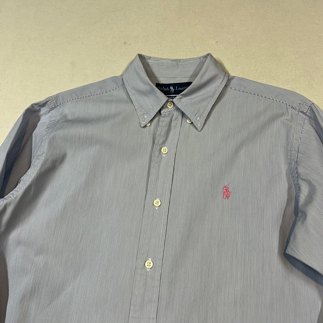 S) 폴로 랄프로렌 클래식 블루 스트라이프 포플린 셔츠 상품이미지3