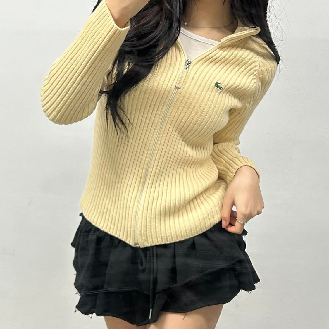 라코스테 여리핏 울 100% 걸즈 니트 가디건 상품이미지1