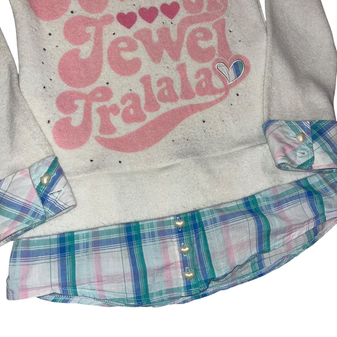 TRALALA 트랄라라 하트단추 큐빅 셔츠레이어드 긴팔니트 키치y2k갸루 상품이미지3