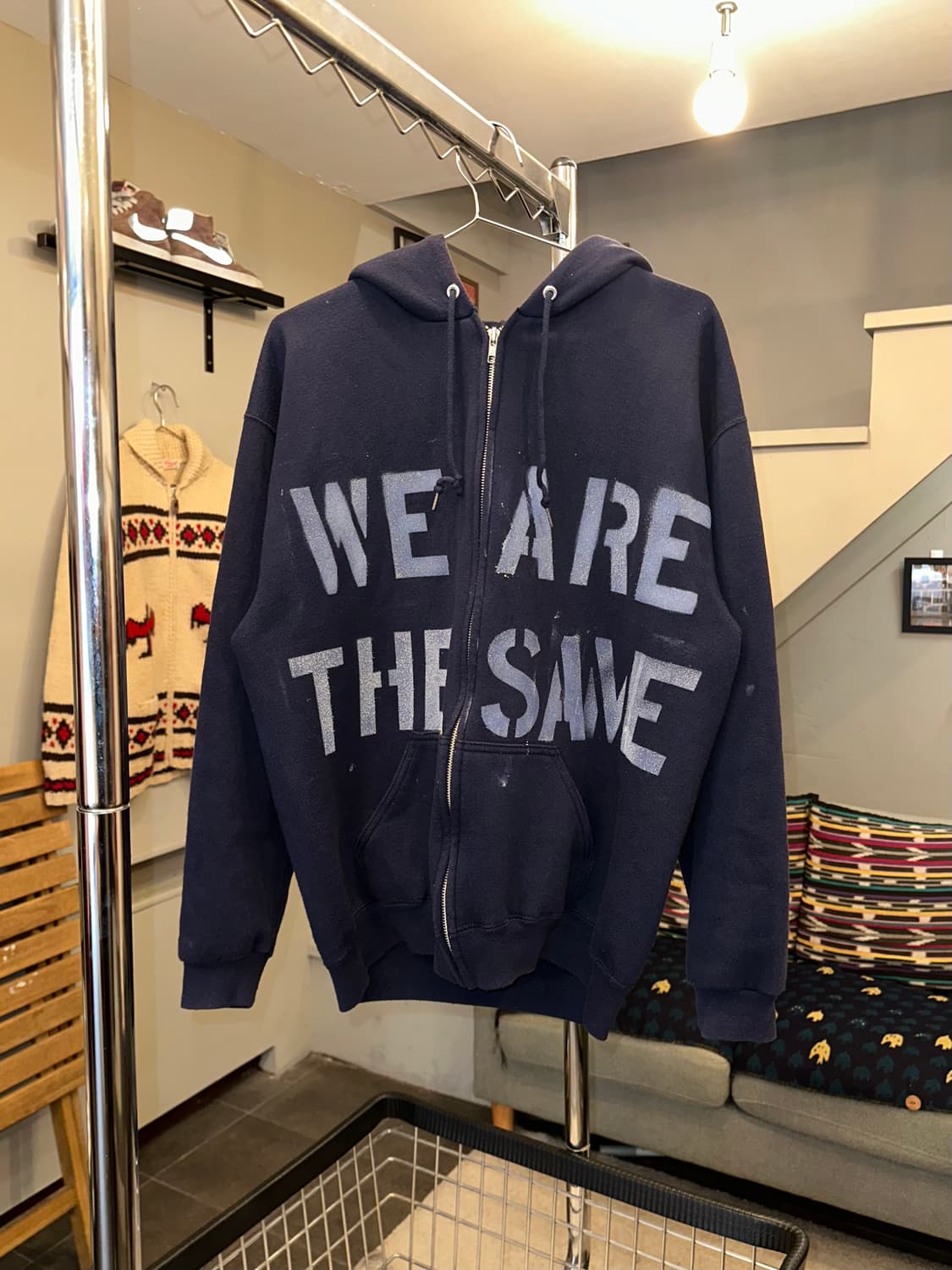 90’s Tultex stencil work hood zip-up  상품이미지3