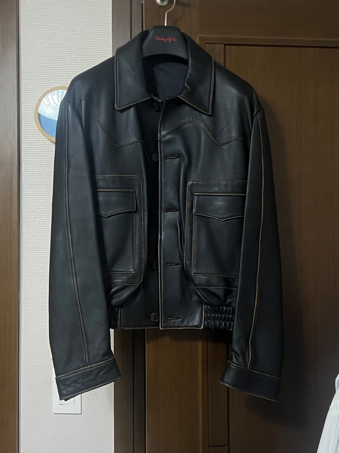 Stu 커브드 레더 자켓 L 상품이미지2