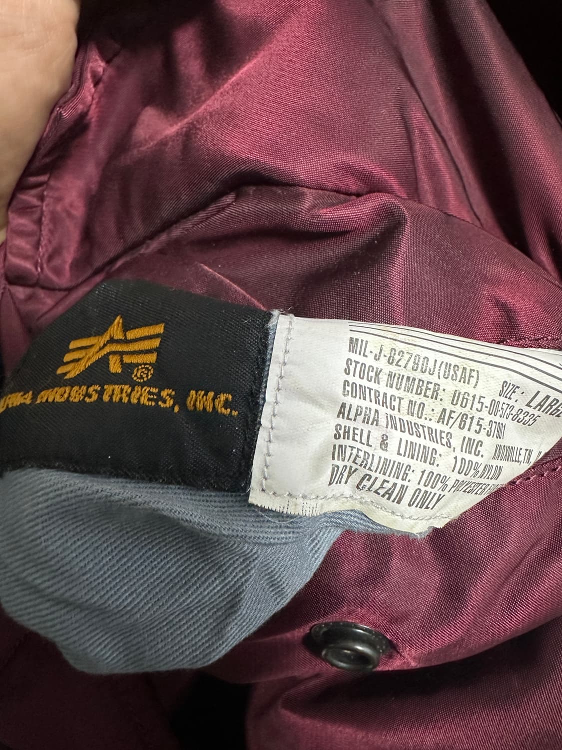 알파인더스트리 버건디 봄버 ma-1 자켓 상품이미지3