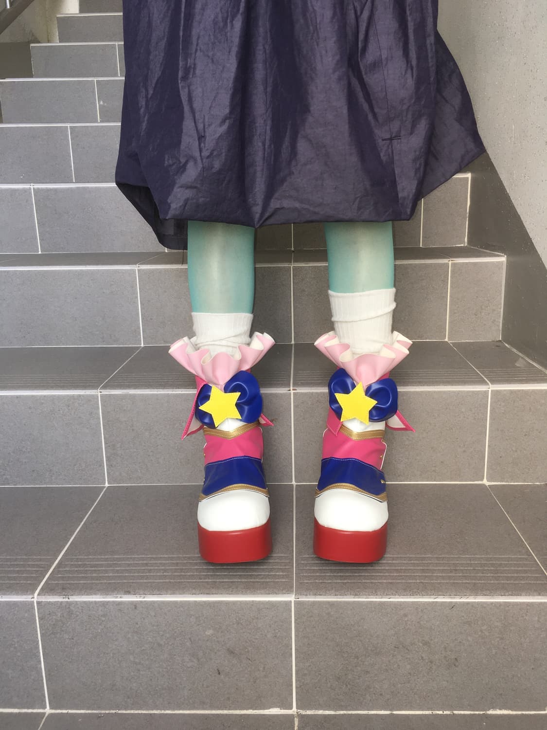 Pink star ribbon flat form boots 상품이미지5