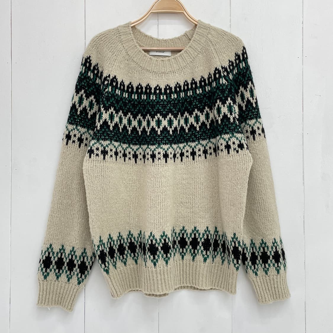 앳코너(AT CORNER) 페어아일 패턴 라운드넥 니트 스웨터 상품이미지3