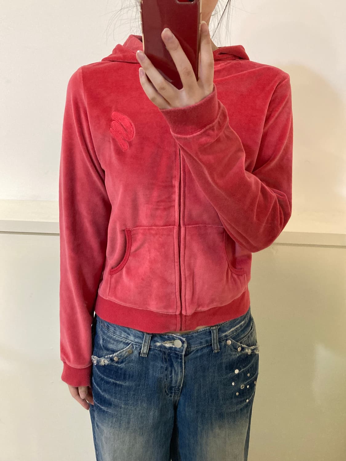 y2k 빈티지 벨벳 후드집업 상품이미지9