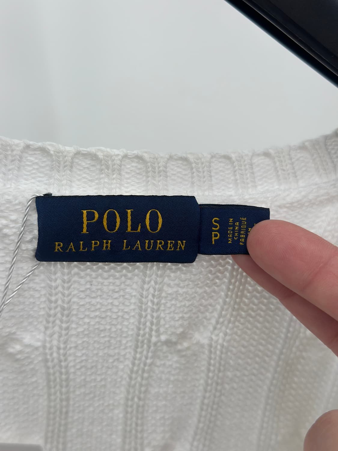 폴로 랄프로렌 화이트 V넥 케이블 니트  상품이미지4