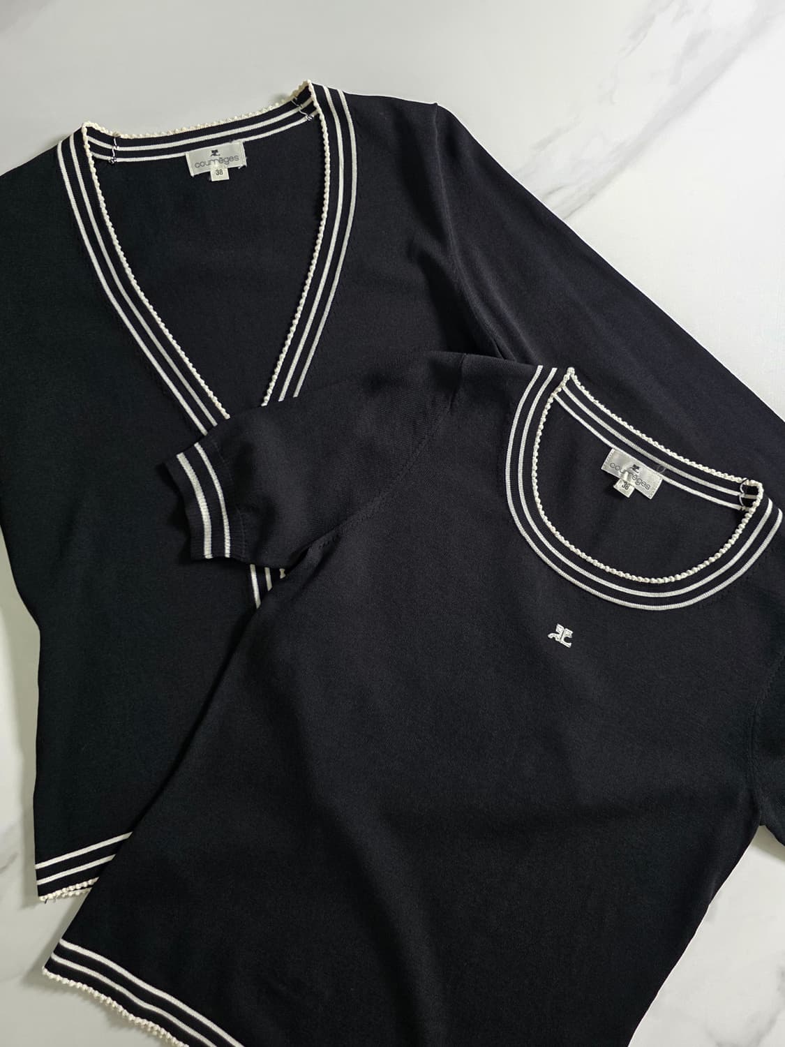 Courrèges / 쓰리라인 배색 니트 셋업 상품이미지1