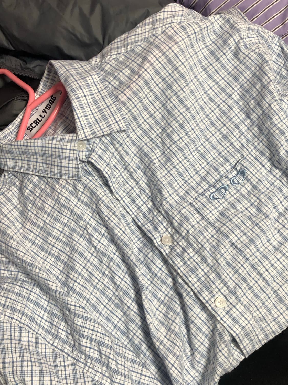 스켈리웩 블러 체크 셔츠 스카이블루 상품이미지2