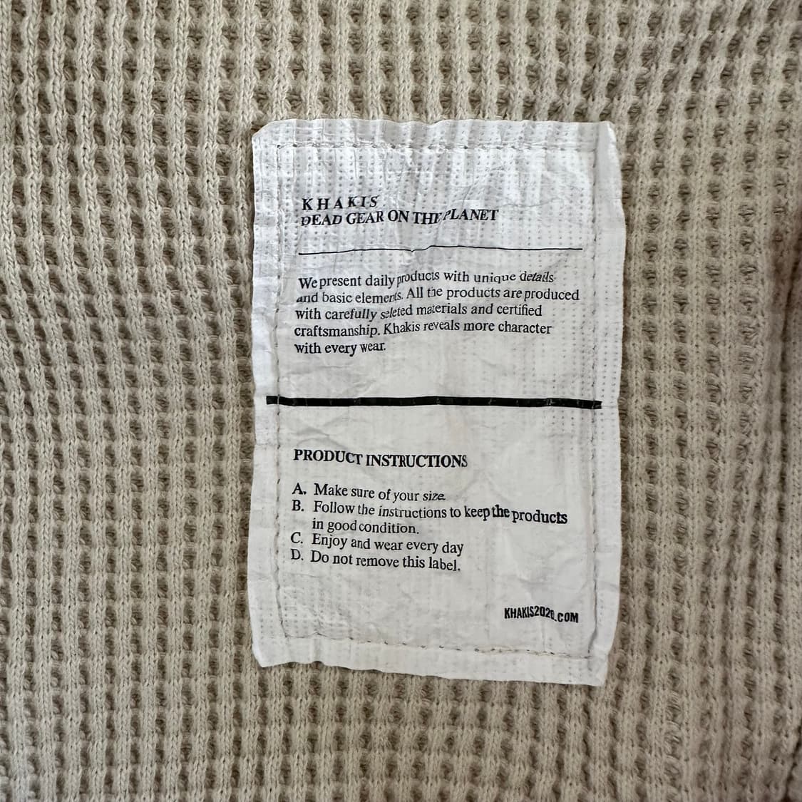 카키스 와플 집업 (XL) 상품이미지2