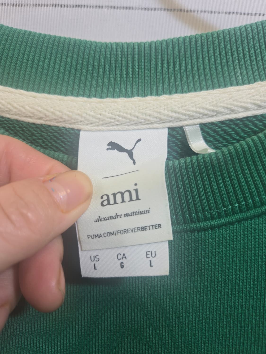 푸마x 아미 그린 맨투맨 티셔츠 상품이미지5