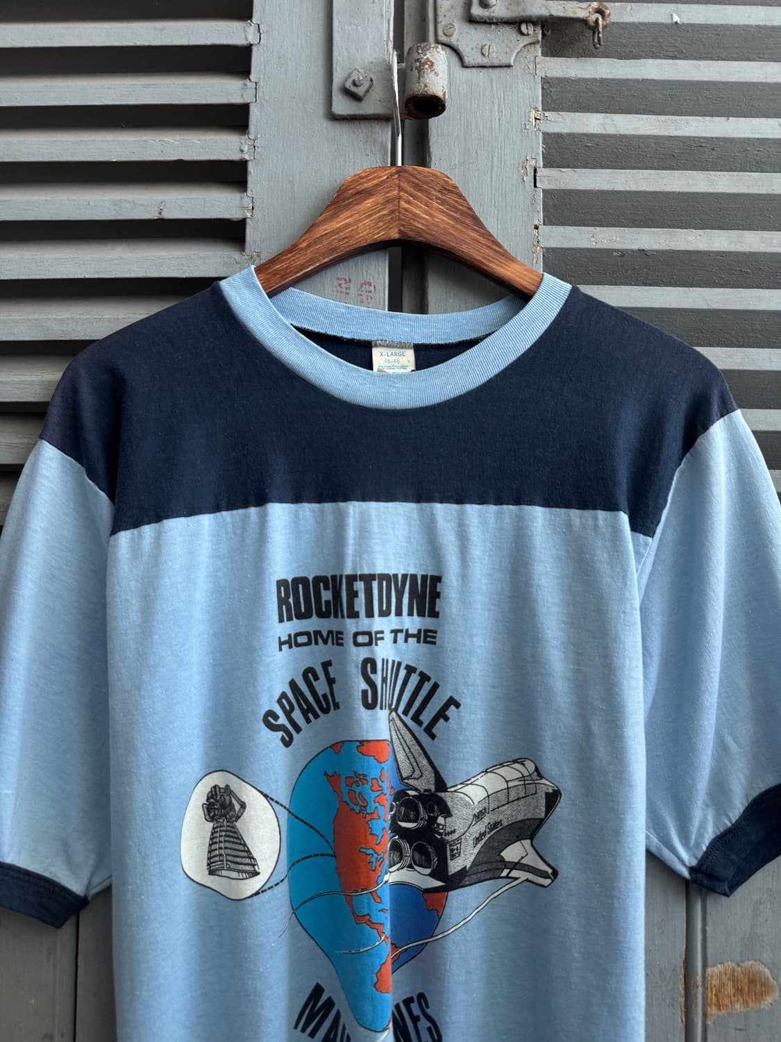 [XL]80's USA 빈티지 ROCKETDYNE 프린팅 링거 티셔츠 상품이미지2