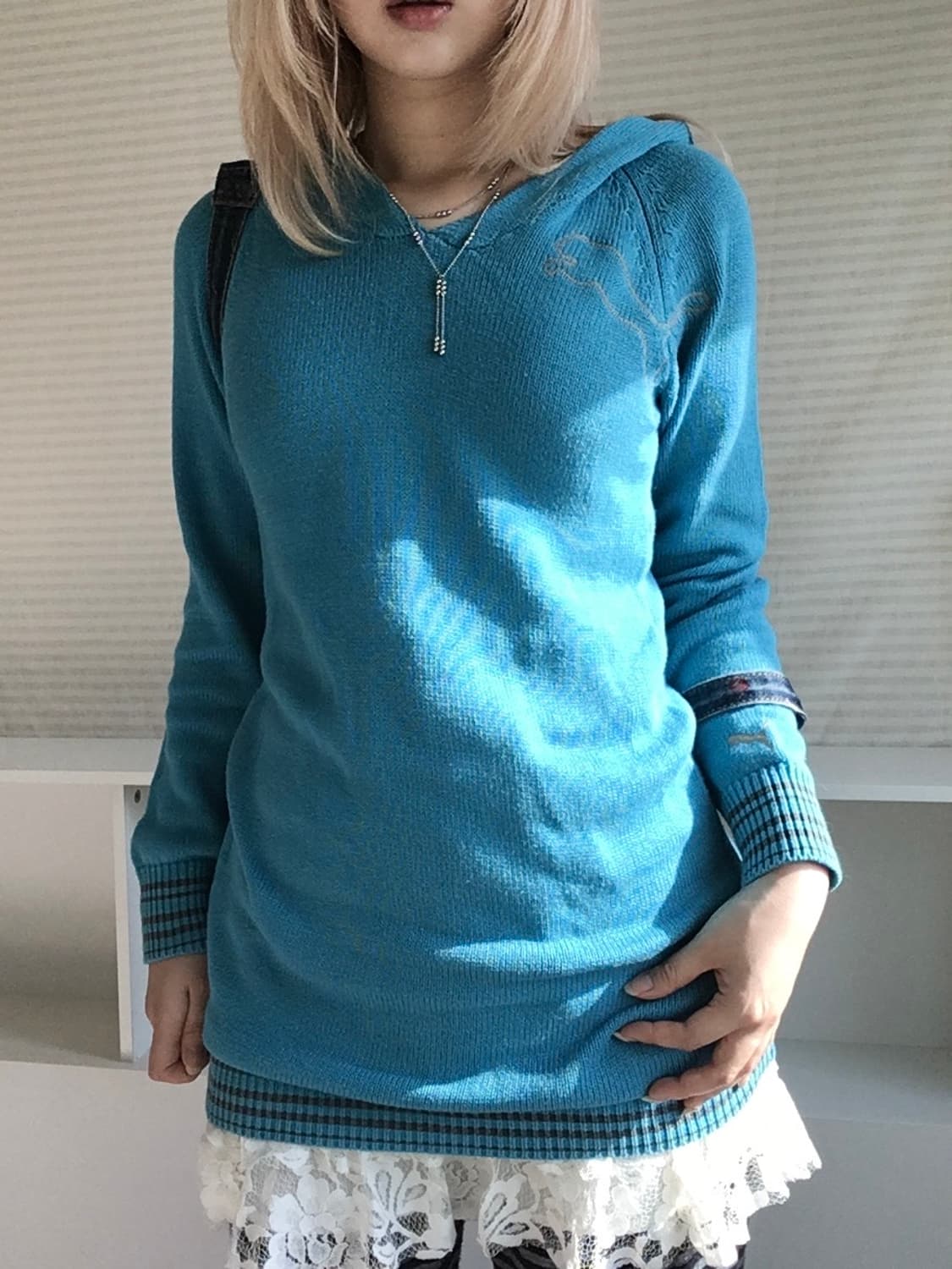 jpn vintage puma aquablue hood knit ops 상품이미지6
