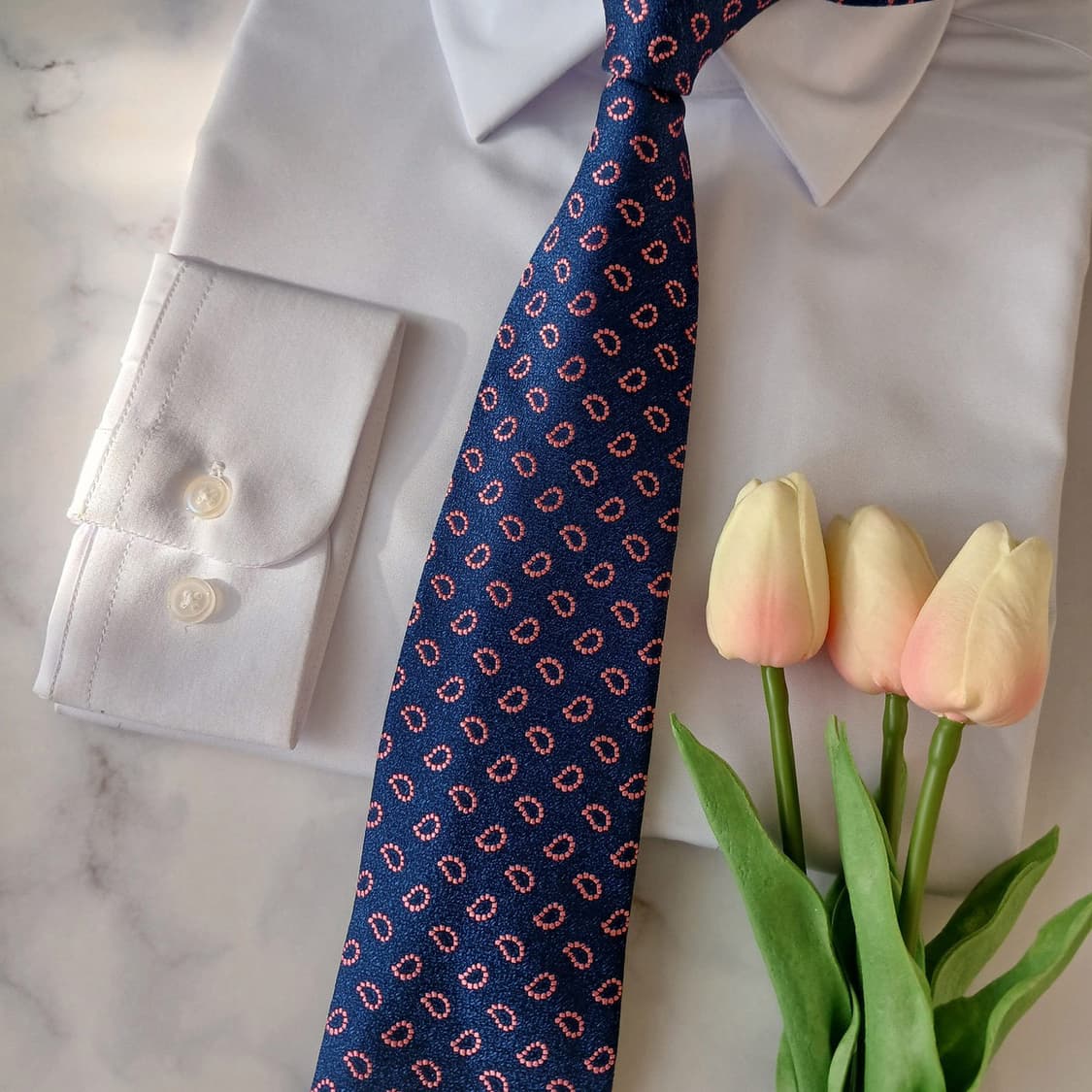 카운테스 마라 실크 네이비 패턴 넥타이 8.3cm 새제품 A18933
 상품이미지5
