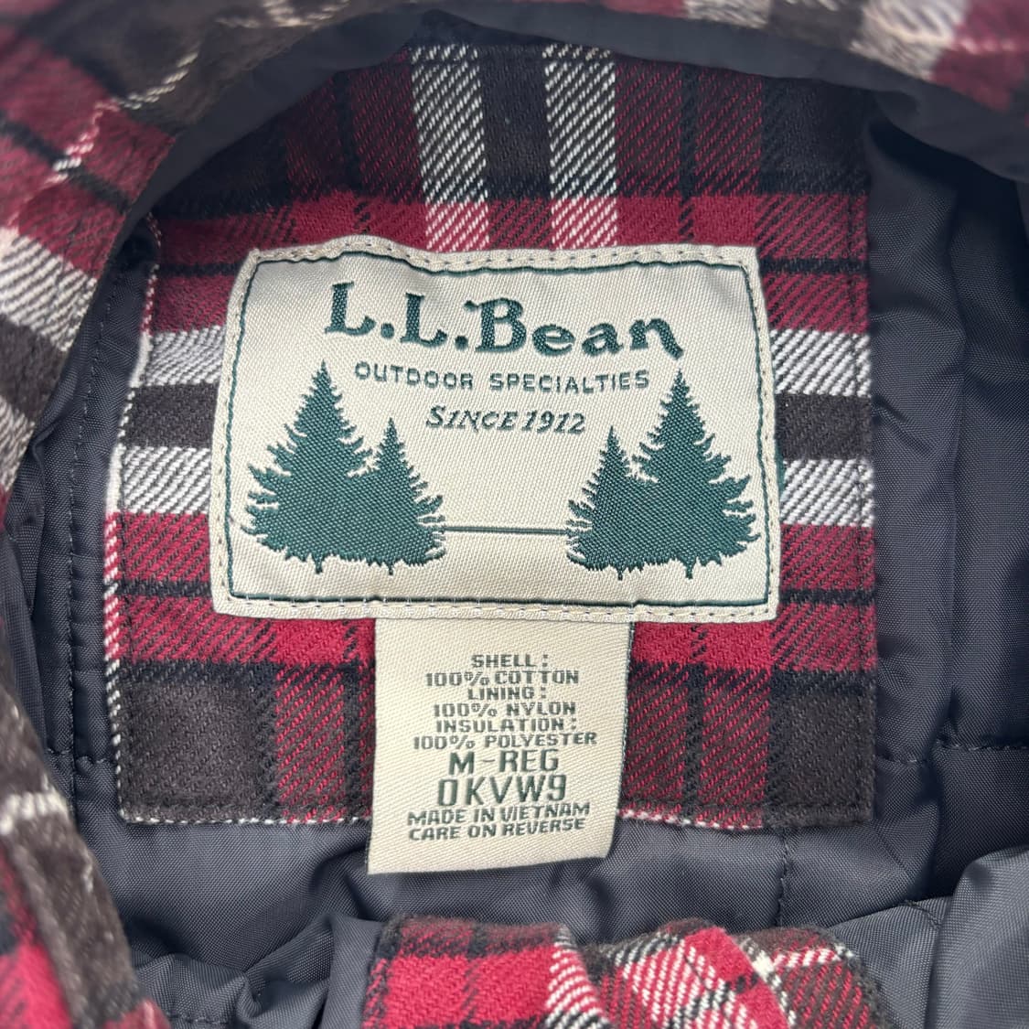 LL Bean 엘엘빈 버건디 체크 누빔 셔츠 자켓 M 상품이미지7