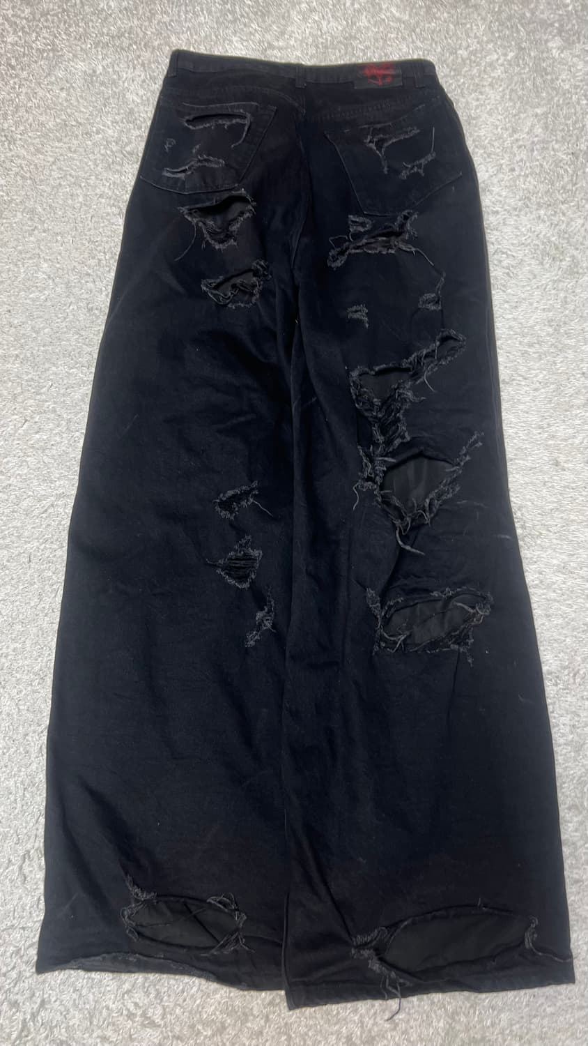 [2] 에모스탠스클럽 디스트로이드 배기 와이드진 블랙 V1 상품이미지2