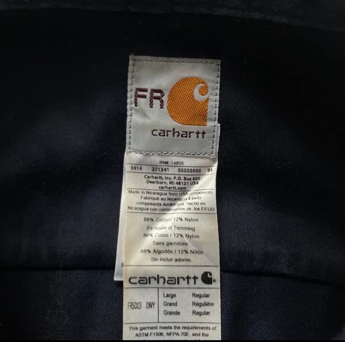 Carhatt 칼하트 FR 다크네이비 워크 셔츠 상품이미지4