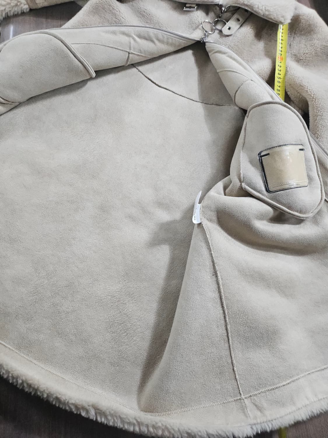 아이보리 양털 무스탕 롱 코트  L 상품이미지4