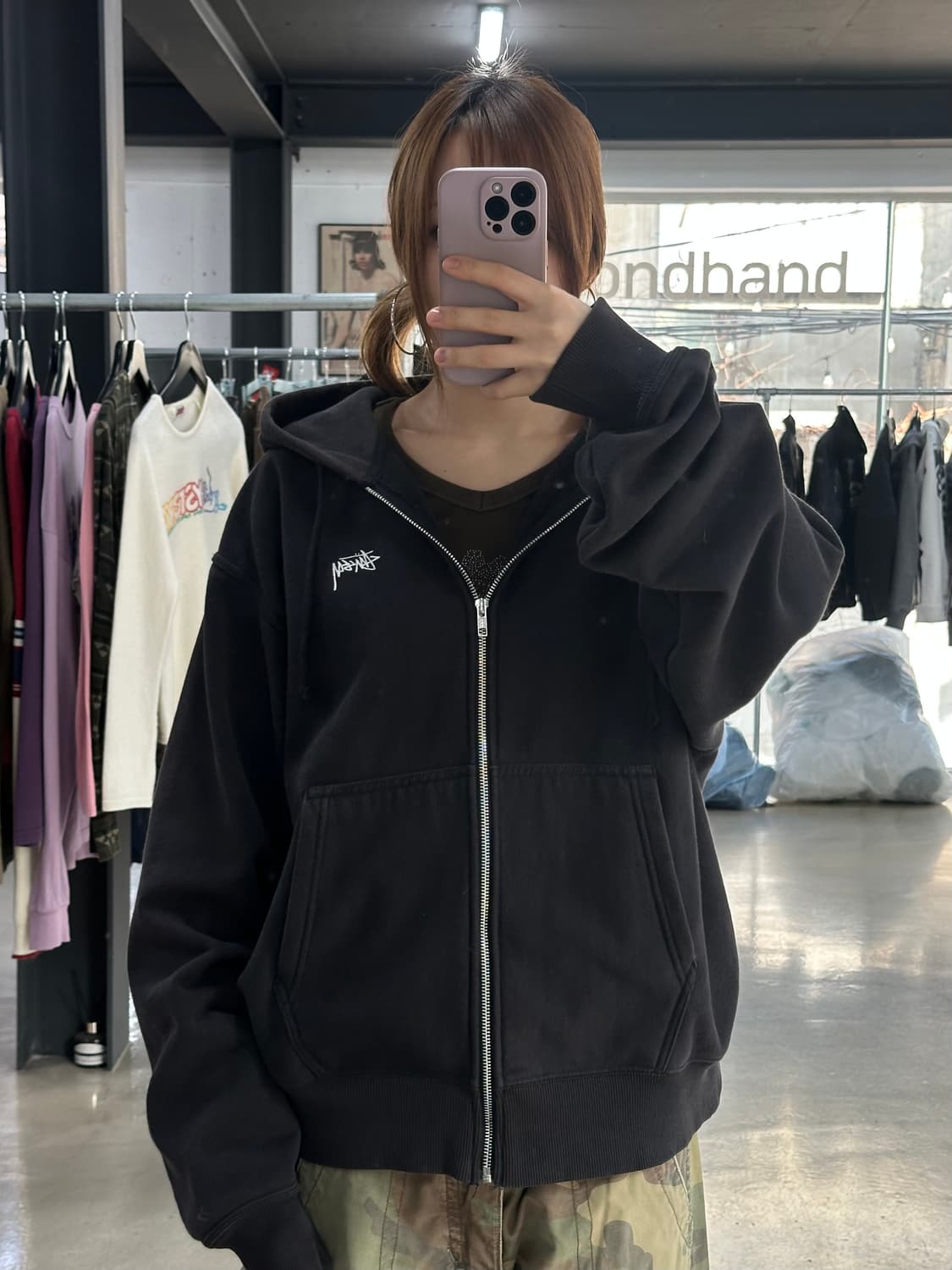 스투시 베이직 후드집업 블랙 상품이미지4