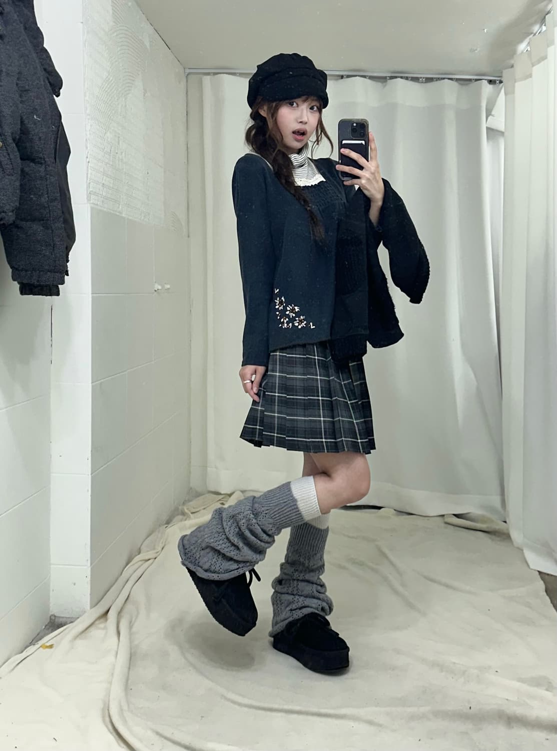 너드 니혼진 프레피 패딩 코디세트 상품이미지4