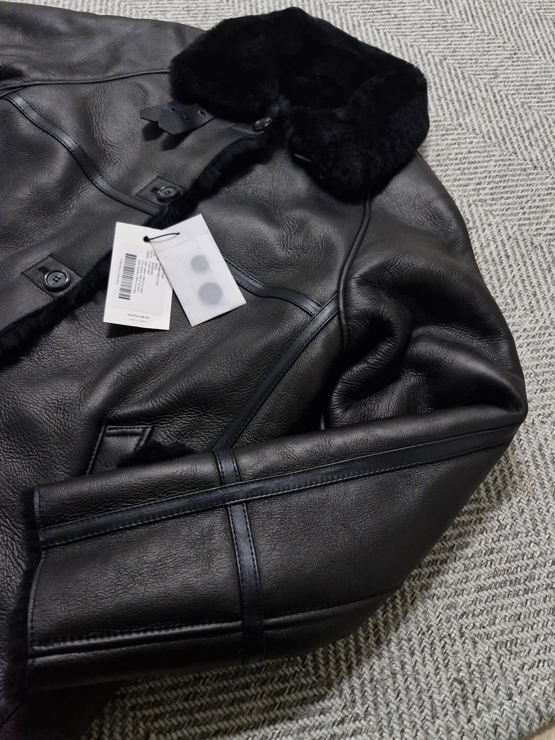 (미시착새상품) 유스 youth 이태리 레더 무스탕 롱코트 S 상품이미지5