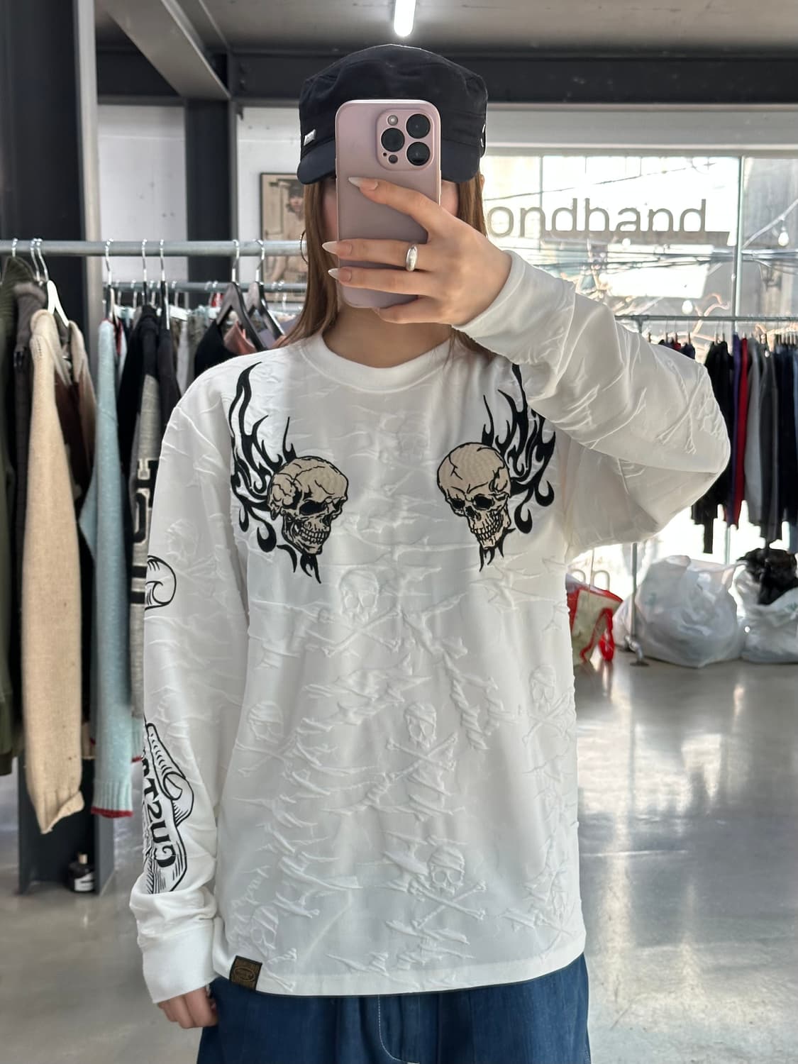 벤슨 Boston Mass 엠보 스컬자수 롱슬리브 긴팔티 상품이미지2