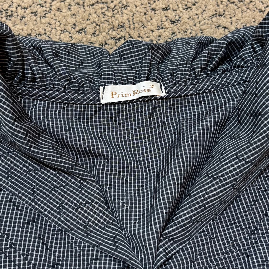 체크 셔링 벌룬 원피스 (L) 상품이미지3