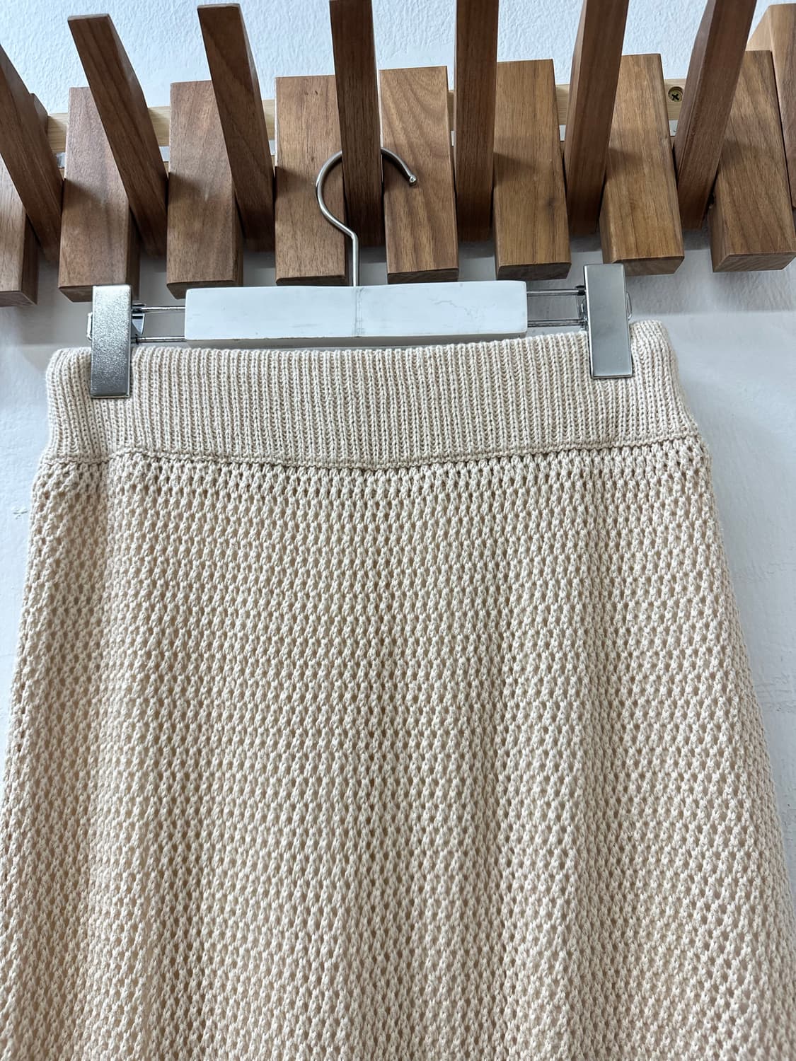 일본빈티지 아이보리 썸머 니트 레이스 짜임 밴딩 롱 스커트  상품이미지8