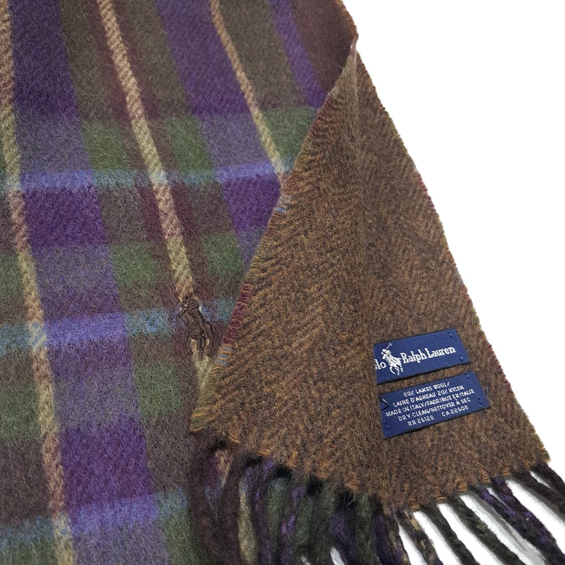 MX502 폴로 90s 이태리판 램스울 양면 타탄체크 머플러 목도리 상품이미지6